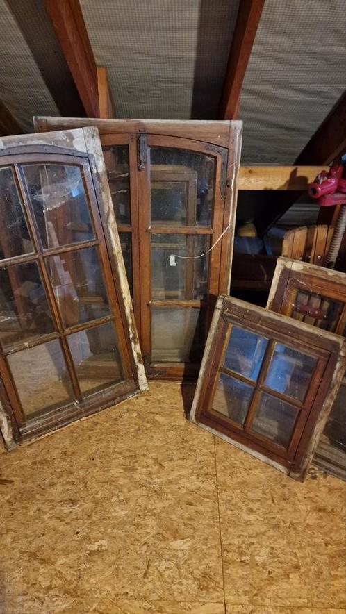Set deuren en ramen van massief eikenhout, Doe-het-zelf en Bouw, Glas en Ramen, Gebruikt, Ophalen