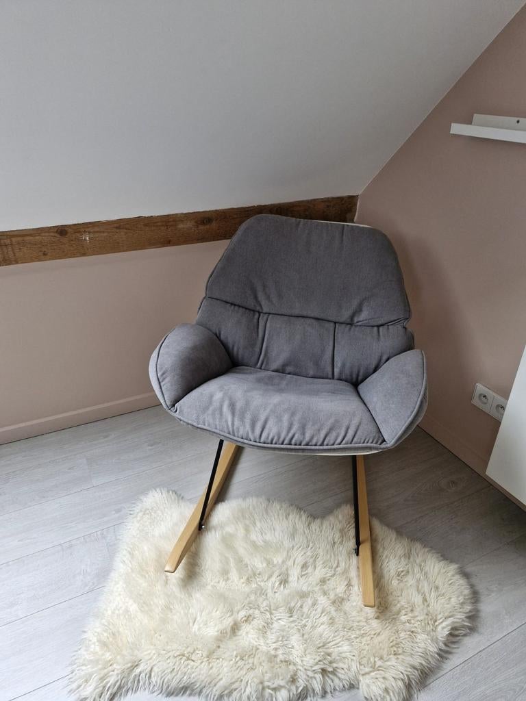 Childhome Chaise à bascule Lounge blanc/gris, Enfants & Bébés, Relax bébé