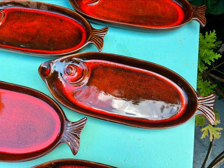 5 vintage bordjes vis Ceramiche Partenopee, Antiek en Kunst, Antiek | Servies los, Ophalen of Verzenden