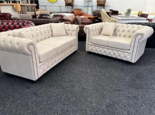 Chesterfield Brighton 3+2 Zits Softleer Yacht Beige, Huis en Inrichting, Zetels | Zetels, Zo goed als nieuw, Rechte bank, Driepersoons