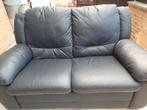 2 zit blauwe lederen zetel, Huis en Inrichting, Ophalen, Klassiek, Tweepersoons, Leer