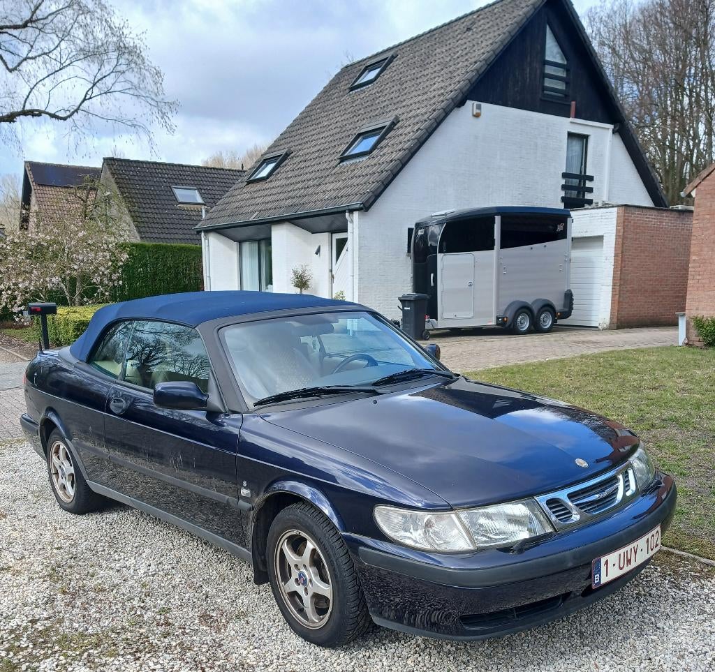 Saab cabrio 9-3 S  ,  122.800km, Auto's, Voorwielaandrijving, Beige, Cabriolet, Blauw