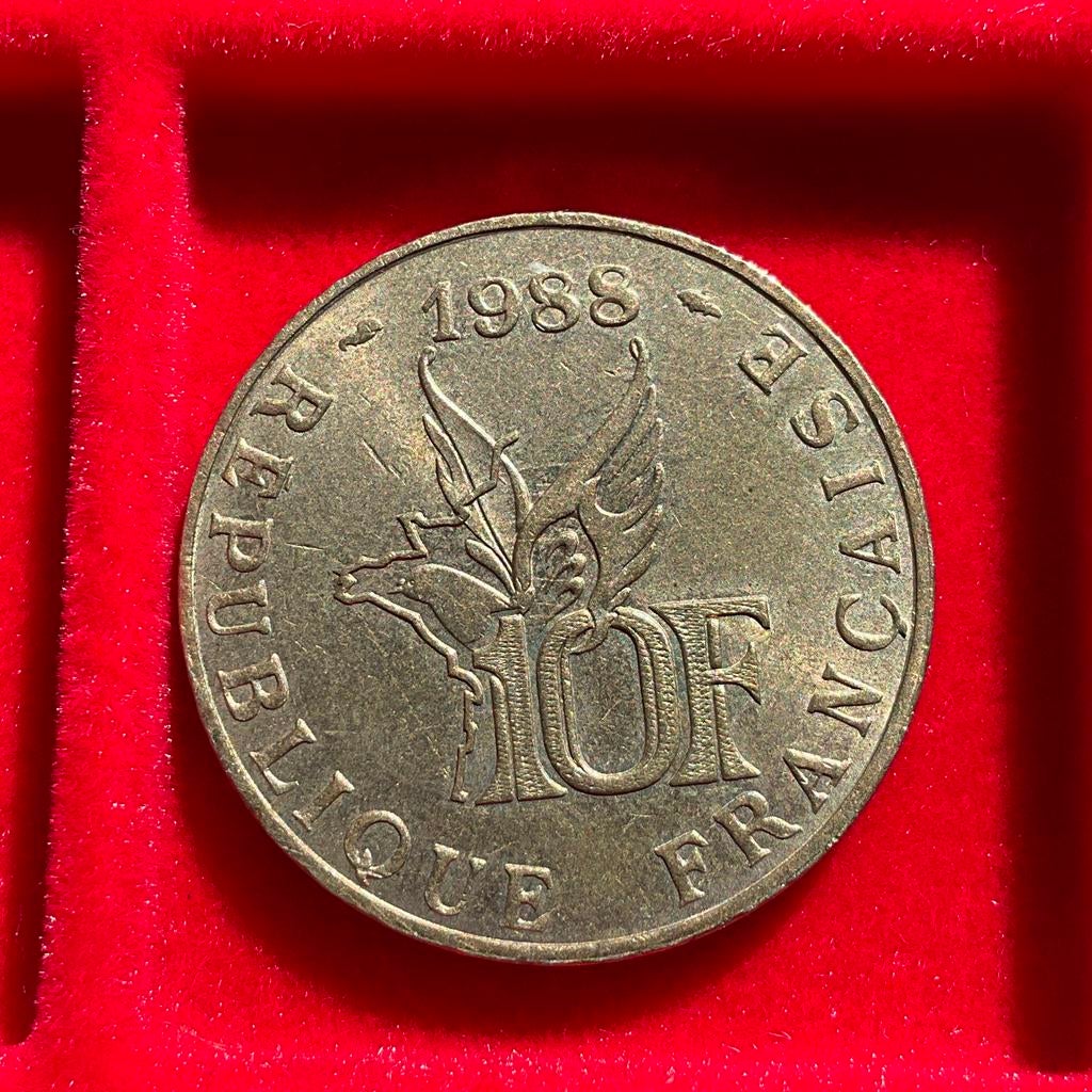 Frankrijk - 10 FRF herdenkingsmunt Roland Garros - 1988, Postzegels en Munten, Munten | Europa | Niet-Euromunten, Losse munt, Frankrijk