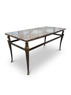 Table basse vintage de luxe - Marbre et laiton - Style Régen, Enlèvement ou Envoi
