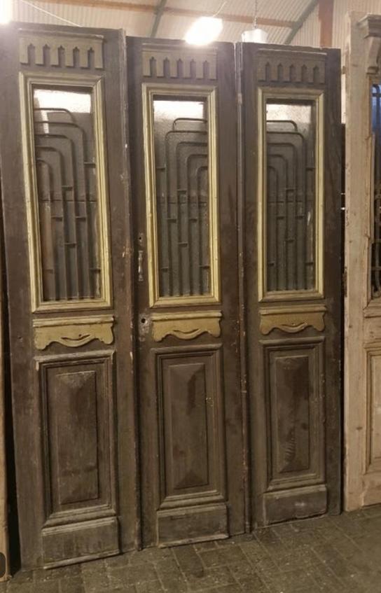 PORTE 3 VOIES VINTAGE 169 X 242 CM BOIS ET PIERRES, Enlèvement