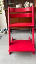 Rode Tripp Trapp Stokke met verkleinzitje en veiligheidsriem, Ophalen, Gebruikt, Meegroeistoel, Gordel(s)