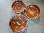 Handbeschilderde terracotta schalen 25,30,35 CM., Ophalen, Gebruikt