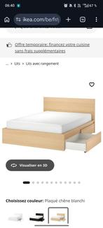 Lit Malm 140x200 + sommier+ matelas+ table de chevet, Enlèvement