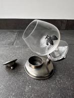 Cognacglas met tinnen verwarmer, Ophalen of Verzenden