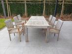 Houten tafel met 6 stoelen, Tuin en Terras, Tuintafels, Ophalen, Gebruikt, Rechthoekig, Teakhout