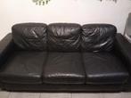 Divan 3 places en cuir noir, Maison & Meubles, Enlèvement, Cuir