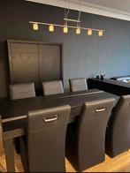 Tafel en 6 leren stoelen, Huis en Inrichting, Ophalen, Zo goed als nieuw