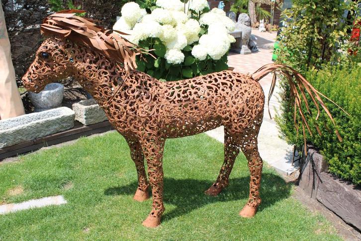 Kleur: smeedijzeren paard, Tuin en Terras, Tuinbeelden, Nieuw, Dierenbeeld, Metaal, Ophalen