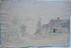 Alexandre René Véron potloodtekening "Boerderij Landweggetje, Ophalen