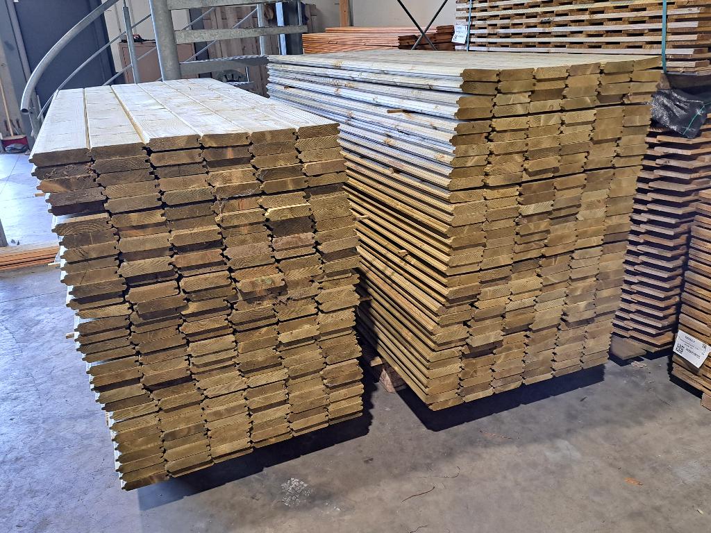 GOEDKOOP!: Planken/blokhutprofiel geïmpregneerd : 32x145x2m, Ophalen, Nieuw, 180 tot 250 cm, Planken