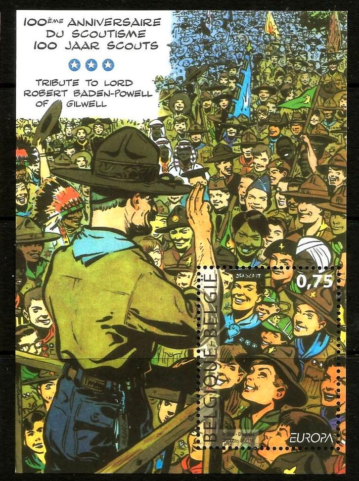 2007 100 Jaar scouts OBP BL 142**, Postzegels en Munten, Postzegels | Europa | België, Postfris, Orginele gom, Overig, Zonder stempel