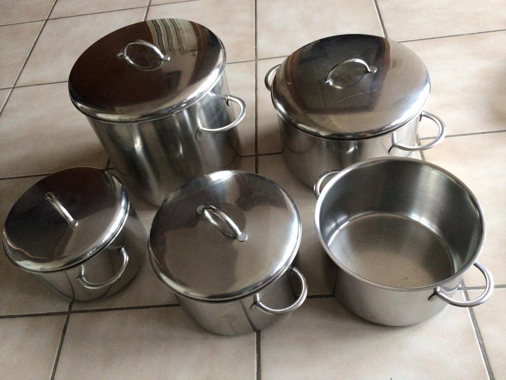 Inox kookpotten - 5 stuks merk NSN + 1x Sartel, Maison & Meubles, Cuisine | Casseroles & Poêles, Utilisé, Casserole ou Cocotte-minute