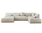 Canapé panoramique beige / blanc cassé, Ophalen, Zo goed als nieuw, Vierpersoons of meer, Stof