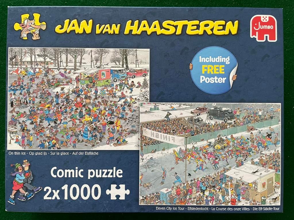 Jan van Haasteren 2x1000dt - Op glad ijs/Elfstedentocht, Ophalen of Verzenden, Zo goed als nieuw