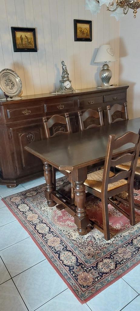 Klassieke tafel met 6 stoelen, Huis en Inrichting, Tafels | Eettafels, Ophalen, Klassiek, 50 tot 100 cm, Zo goed als nieuw