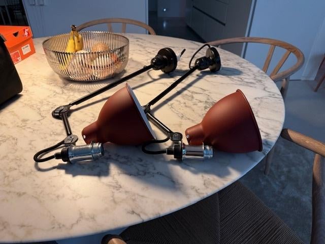 2 wandlampen rood lampe gras no 304, Maison & Meubles, Enlèvement, Neuf, Métal