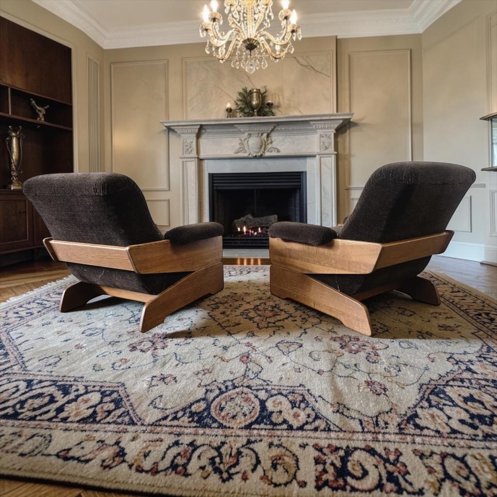 Set van 2 vintage bruine brutalist fauteuils / eenzitten, Ophalen