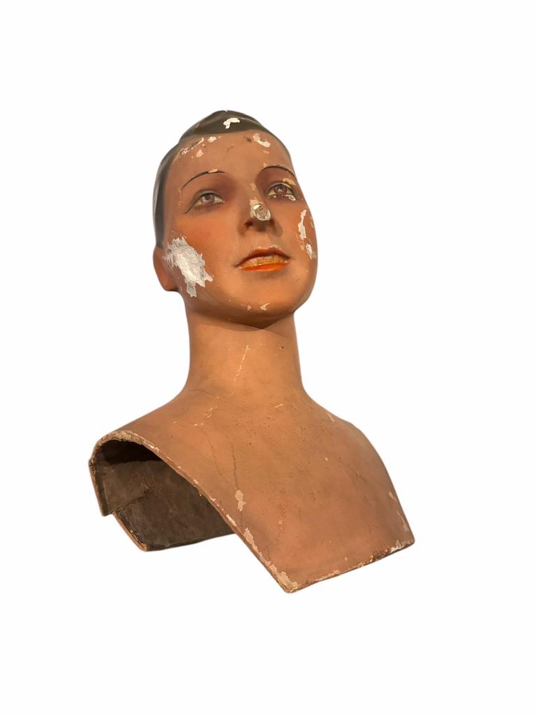 Tête de mannequin en papier mâché (années 1920/1930), Antiquités & Art, Antiquités | Autres Antiquités, Enlèvement ou Envoi