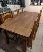 Salle a manger en pin massif, Maison & Meubles, Salles à manger complètes, Enlèvement, Utilisé, Pin massif, 6 à 8 chaises