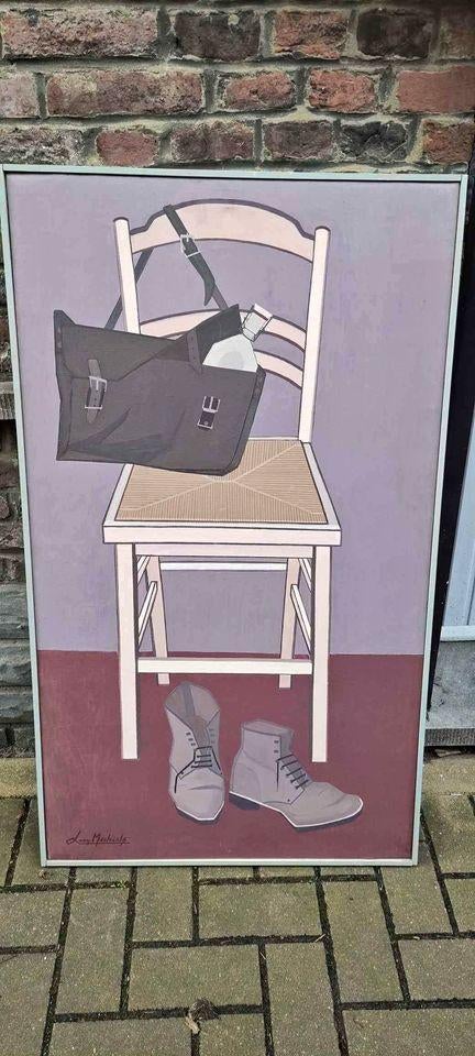 Huile sur toile chaise quotidienne signe Léon michiels, Antiquités & Art, Enlèvement