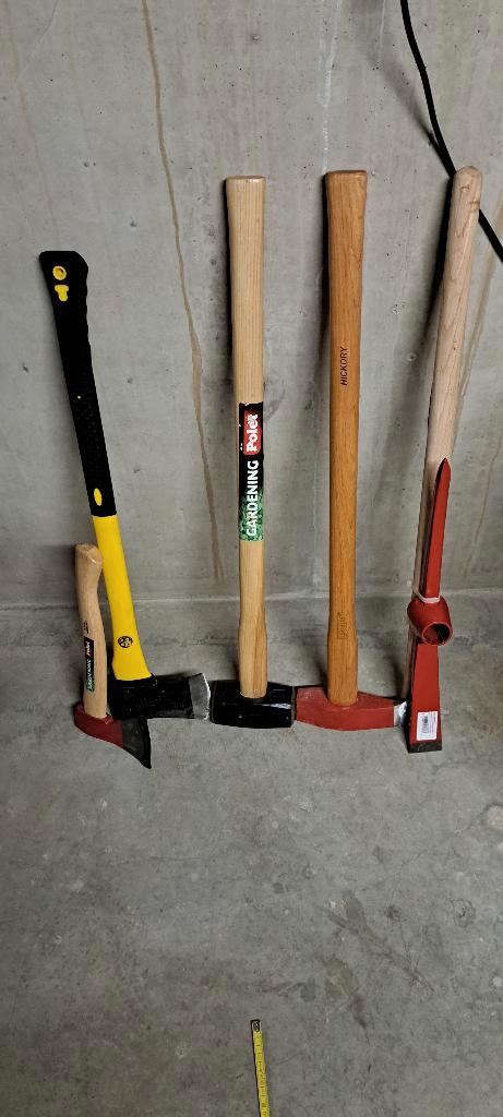 Set handgereedschap( moker, pikhouweel, handbijl)-als nieuw), Jardin & Terrasse, Outils à main, Comme neuf, Autres types, Enlèvement