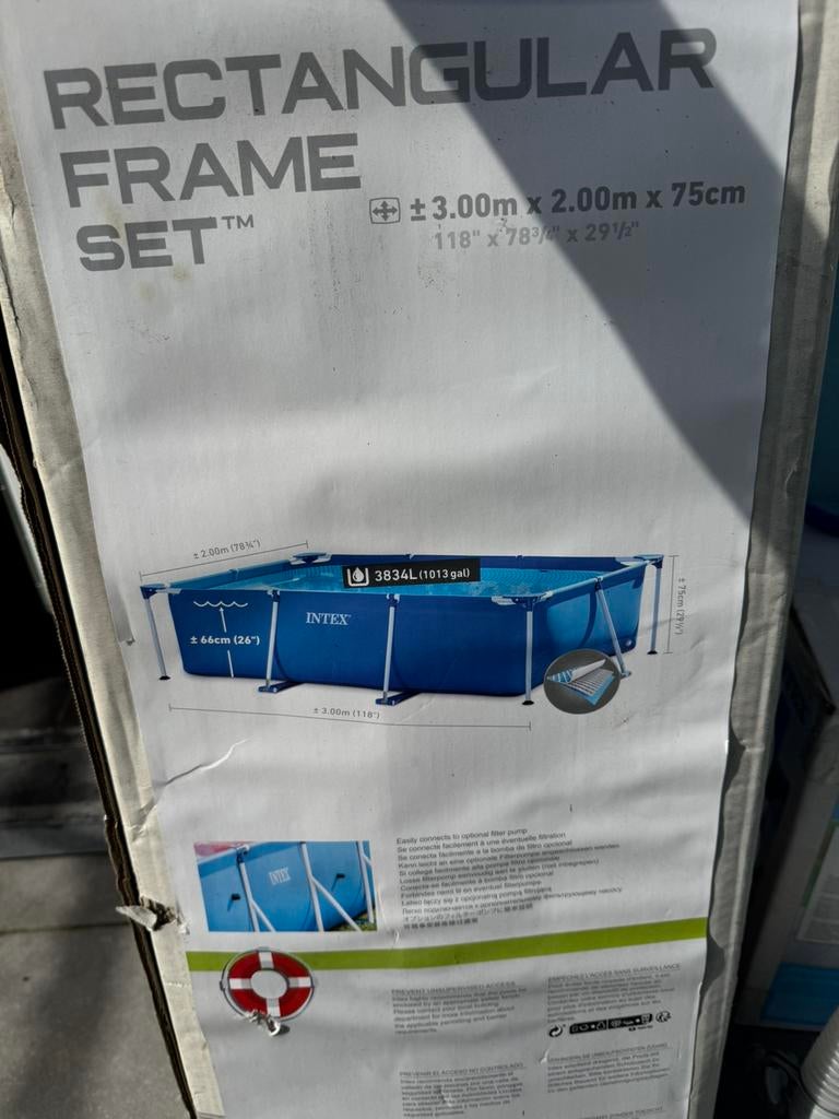 Zwembad Intex opbouw rechthoek, Jardin & Terrasse, Piscines, 200 à 400 cm, Enlèvement, Utilisé, Rectangulaire