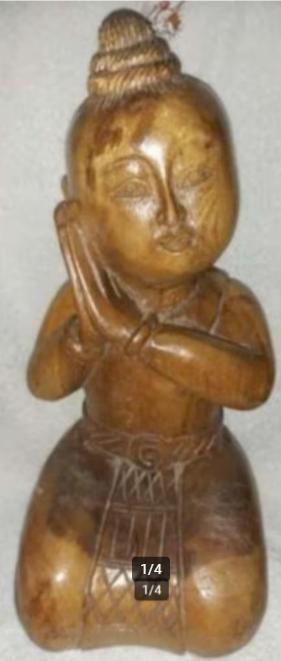 sculpture personnage asiatique en bois, Ophalen of Verzenden, Hout
