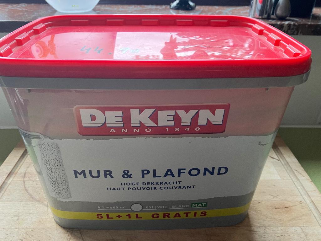 De Keyn Muur & plafond verf 6L - wit mat ., Ophalen, 5 tot 10 liter, Wit, Nieuw
