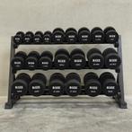 Rubberen ronde dumbbells 5-30kg + rek, Ophalen of Verzenden, Zo goed als nieuw