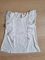 T-shirt blanc avec fantaisie en «dentelle» - taille 140, Enlèvement ou Envoi, Utilisé, Fille, Chemise ou À manches longues