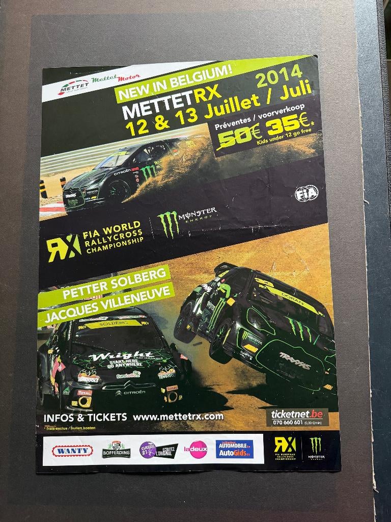 affiche World Rally Cross Mettet RX 2014 Solberg Monster, Enlèvement ou Envoi, Voitures