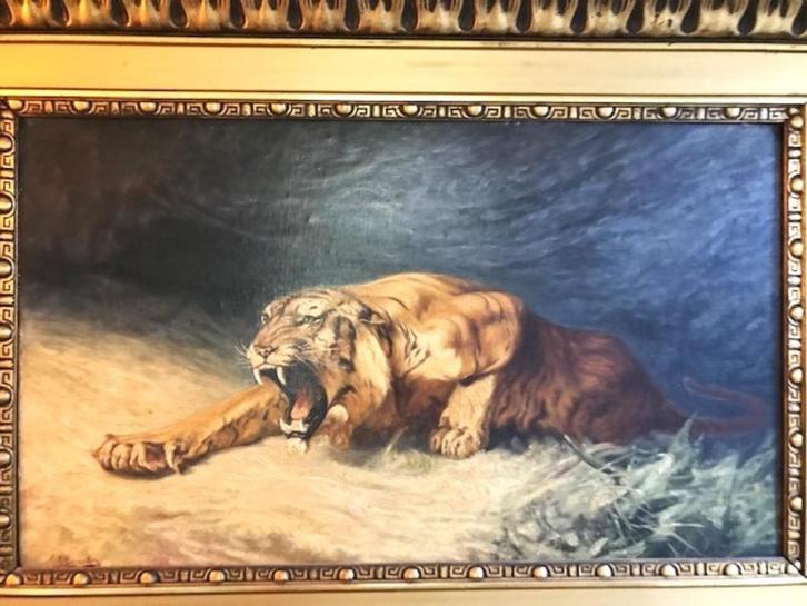 Schilderij olie op doek gesigneerd, Antiek en Kunst, Kunst | Schilderijen | Klassiek, Ophalen of Verzenden