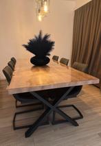Stijlvolle eettafel 220x95 cm met zwart metalen onderstel, Ophalen