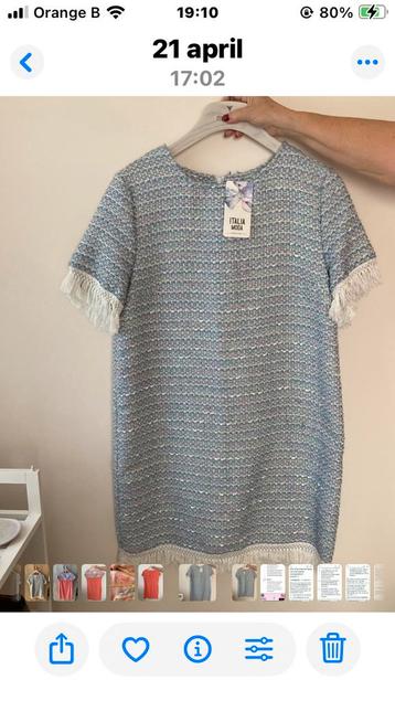 Robe bleu clair à paillettes taille 40 neuve, Enlèvement, Neuf, Taille 38/40 (M)