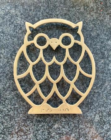 Messing uil onderzetter pan / pot - vintage / retro beschikbaar voor biedingen