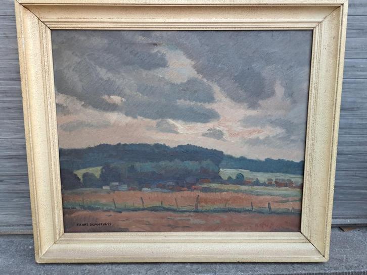 Huile sur toile paysage signe Frans depooter, Antiek en Kunst, Kunst | Schilderijen | Klassiek, Ophalen of Verzenden
