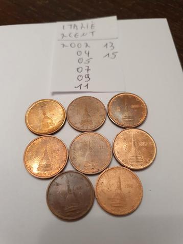 8 munten van 2 cent Italië  beschikbaar voor biedingen