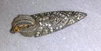 broche vintage art deco zilver met blaadjes, Handtassen en Accessoires, Broches, 4 tot 7 cm, Verzenden, Nieuw, Zilver