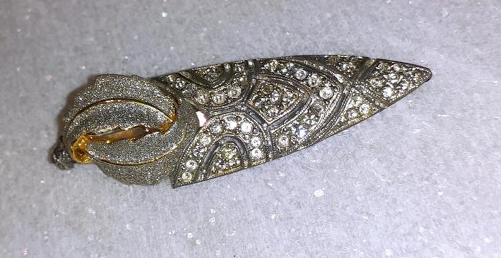 broche vintage art deco zilver met blaadjes, Handtassen en Accessoires, Broches, Nieuw, Zilver, Zilver, 4 tot 7 cm, Met edelsteen