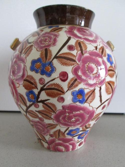 Boch vaas  Thema Changai, 20 cm hoog met bloemenmotief, Antiquités & Art, Antiquités | Vases, Enlèvement