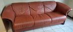 Bruine lederen 3 zit in goede staat, Huis en Inrichting, Ophalen, Gebruikt, Driepersoons, Rechte bank