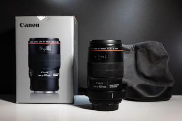 Macro EF 100 f2..8 L IS USM+ collier pied comme neuf beschikbaar voor biedingen
