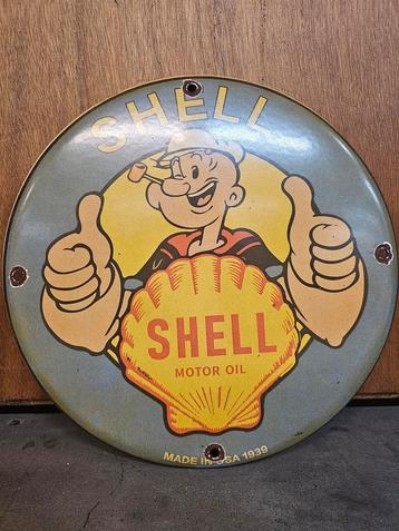 Shell Emaille Popeye Emaillebord  beschikbaar voor biedingen