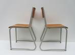 Retro vintage schoolstoelen, Huis en Inrichting, Stoelen, Ophalen of Verzenden, Gebruikt, Wit, Metaal