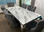 Table de salle à manger (effet marbre) + 6 chaises, Maison & Meubles, Comme neuf, Enlèvement ou Envoi